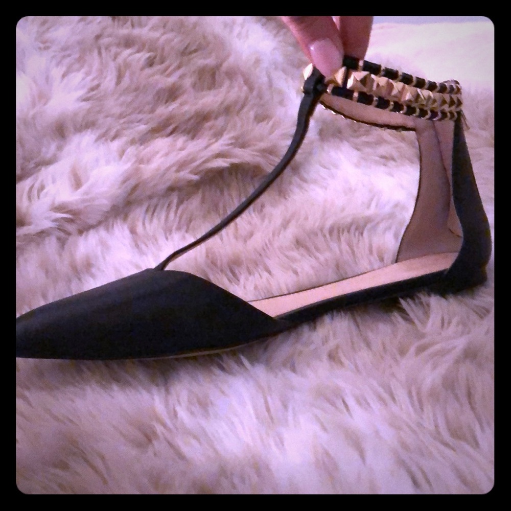 Banana Republic Black Leather & Gold Detail Sz 9.5